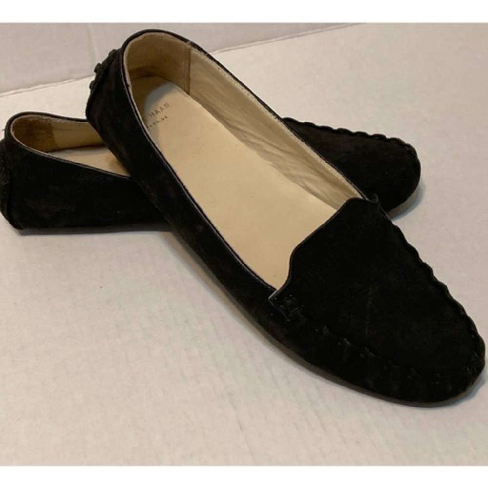 Cole Haan Grand OS Black Suede Leather Driving Moccasins Loafer Shoes